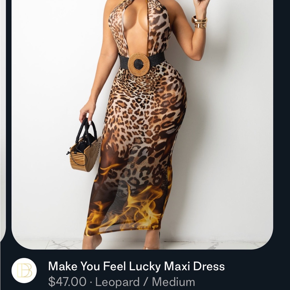 Diva Boutique Leopard Dress (with belt) Size M